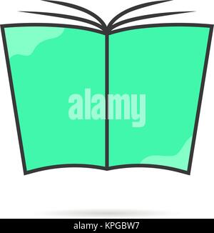 linear green book logo with shadow Stock Vector