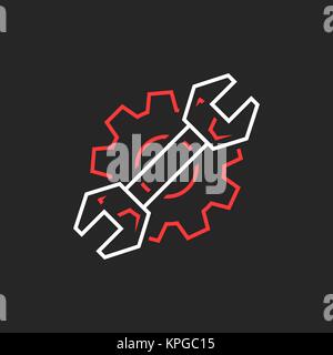 thin line wrench and gear like repair service logo Stock Vector