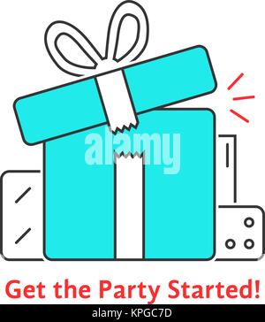 get the party started with thin line gift boxes Stock Vector