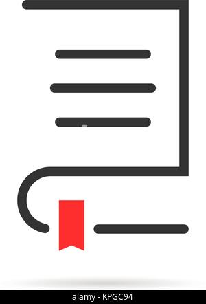 simple book logo with shadow and bookmark Stock Vector
