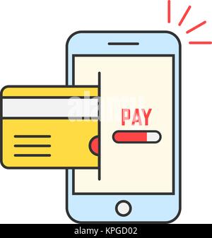 red thin line phone like mobile payment Stock Vector