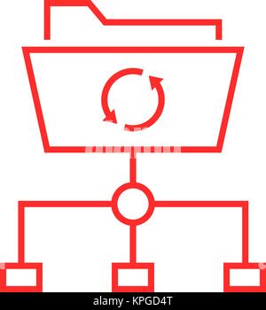 data synchronization with thin line folder Stock Vector