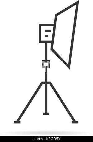 thin line soft box on tripod icon Stock Vector