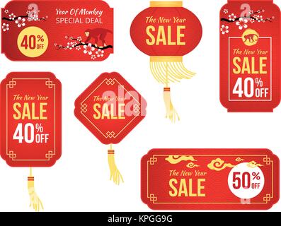 Chinese new year sale label shopping Stock Vector