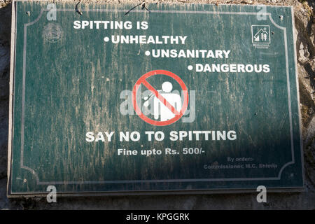 No spitting sign in Shimla, India Stock Photo