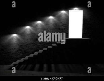 Open door of a basement with steps leading to the floor. Dark room Stock Photo