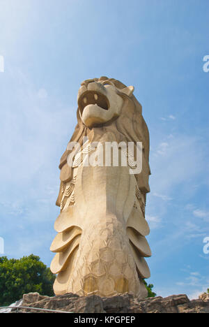 Huge majestic Merlion statue on Sentosa island. Stock Photo