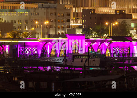 Purple building in Doha, Qatar Stock Photo