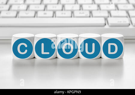 Buchstabenwürfel vor einer Tastatur - Cloud Stock Photo