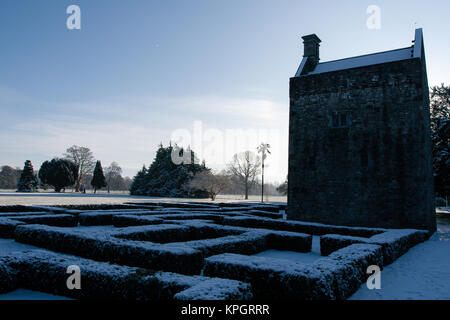 Snow and frost in the Phoenix Park in Dublin on a beautiful winter morning of the first day of the New Year 2010 Stock Photo