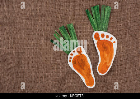 handmade foot-shaped carrot Stock Photo