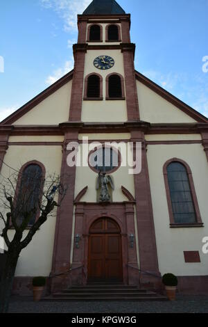 facade of the catholic church in hagenbach in der pfalz Stock Photo