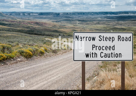 Narrow Steep Road Warning Sign Stock Photo