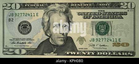 Close-up of a twenty dollar bill, United States of America Stock Photo
