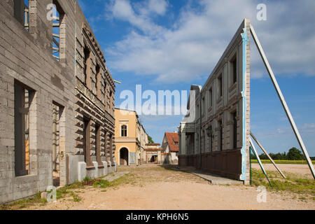Latvia, Western Latvia, Kurzeme Region, Tukums, Cinevilla, film studio backlot, Old Riga set showing building facades Stock Photo