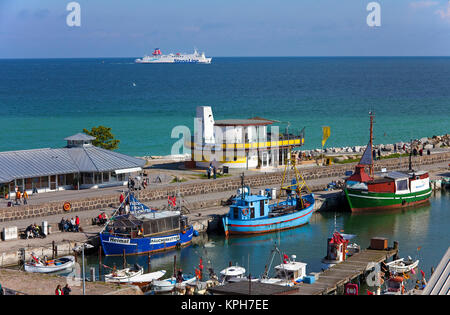 Harbour of Sassnitz, ferry on sea, Ruegen island, Mecklenburg-Western Pomerania, Baltic Sea, Germany, Europe Stock Photo