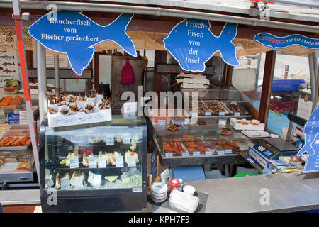 Fish sandwiches and fish snacks at the harbour of Sassnitz, Ruegen island, Mecklenburg-Western Pomerania, Baltic Sea, Germany, Europe