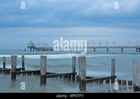 Baltic Sea at Zingst with pier and breakwaters Stock Photo