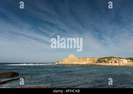 Salt Pans on the coast at Qbajjar  near Marsalforn Bay Bay Gozo Malta Stock Photo