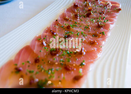 Principality of Monaco, hotel Metropol, Robuchon restaurant, Dish of salmon Stock Photo