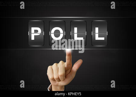 business hand clicking poll on Flipboard Stock Photo