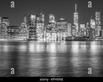 Manhattan Lights at Night Stock Photo