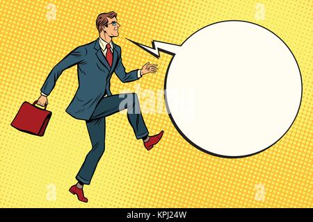 Funny businessman is stepping forward Stock Vector