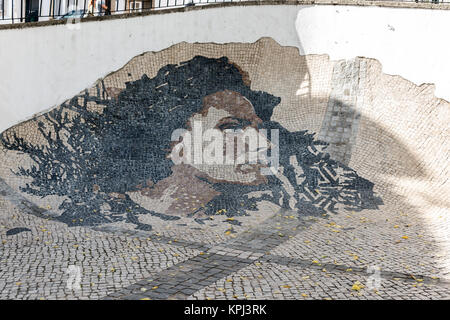 LISBON, PORTUGAL - OCTOBER 26 2016: Portrait from tiles of Amalia Rodrigues, Rua de São Tomé  in Lisbon, Portugal Stock Photo