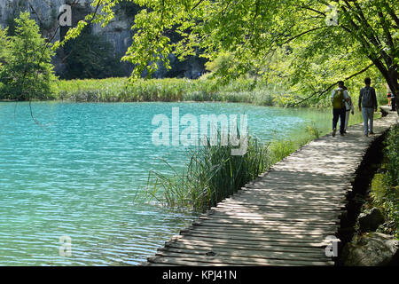 PLITVICE LAKES, CROATIA - SEPTEMBER 5, 2017: The Plitvice Lakes National Park is a UNESCO listed and the most visited national in Croatia. Stock Photo