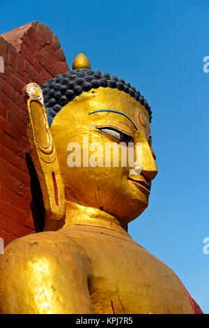 Golden Buddha, Portrait, Monkey Temple, Swayambhunath Templanlage, Kathmandu, Nepal Stock Photo