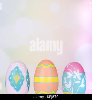 Decorated Easter eggs on a colorful background Stock Photo