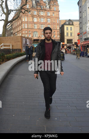 Leicester Square, London, UK. 16th December, 2017. PR / social media / Marketing / celebrity Manager Pablo O'Hana (Pablo OHana, Manchester) arrives in Leicester Square, London, England to meet with Good Morning Britain and Smooth FM presenter Kate Garraway. Credit: Ken Paul/Alamy Live News Stock Photo