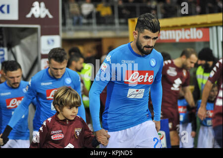 Turin, Italy. 16th December, 2017. Elseid Hysaj during the Serie A football match between Torino FC and SSC Napoli at Stadio Grande Torino on 16 Dicember, 2017 in Turin, Italy. Credit: FABIO PETROSINO/Alamy Live News Stock Photo