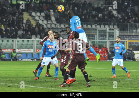 Turin, Italy. 16th December, 2017. Kalidou Koulibaly (SSC Napoli) during the Serie A football match between Torino FC and SSC Napoli at Stadio Grande Torino on 16 Dicember, 2017 in Turin, Italy. Credit: FABIO PETROSINO/Alamy Live News Stock Photo