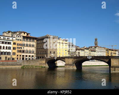 Florence - Buildings along Arno seen from Oltrarno Stock Photo