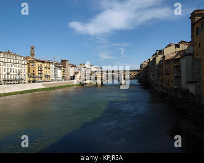 The Ponte Vecchio /Old Bridge/ is a Medieval bridge over the Arno River, in Florence, Italy Stock Photo