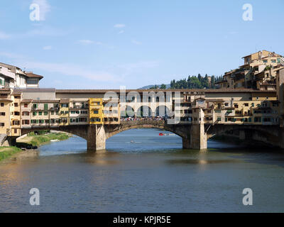 The Ponte Vecchio /Old Bridge/ is a Medieval bridge over the Arno River, in Florence, Italy Stock Photo