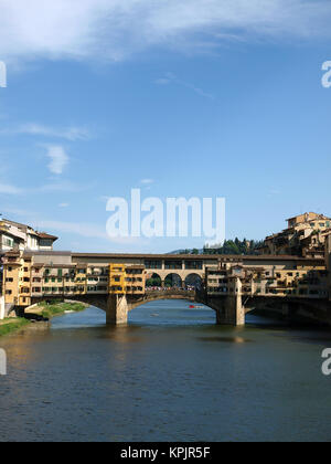 The Ponte Vecchio /Old Bridge/ is a Medieval bridge over the Arno River, in Florence, Italy Stock Photo