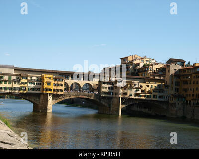 The Ponte Vecchio /Old Bridge/ is a Medieval bridge over the Arno River, in Florence, Italy Stock Photo