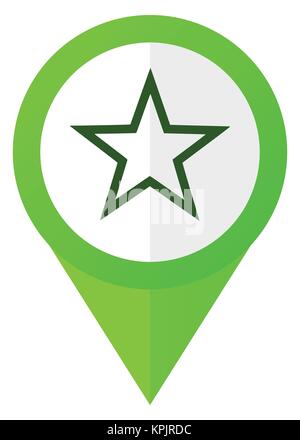 Star green flat design pointer vector icon isolated on white background Stock Vector