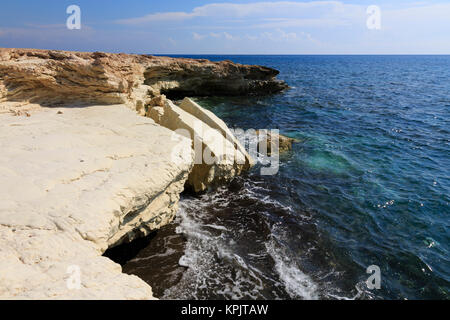 Chalk shelf erosion, Governors Beach, Limassol, Cyprus Stock Photo