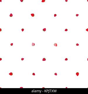 Tiny strawberries. Seamless texture. Fruit pattern. Fruitarian background. Healthy lifestyle backdrop. For decoration or pattern fills. Stock Vector