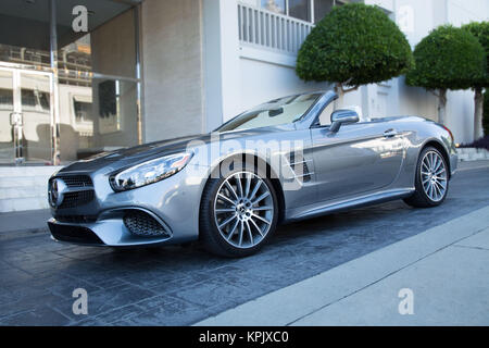 Mercedes SL 450 Convertible - Grey Exterior Front/Side Angle Stock Photo