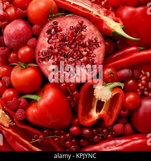 Fresh red produce, full frame. Stock Photo
