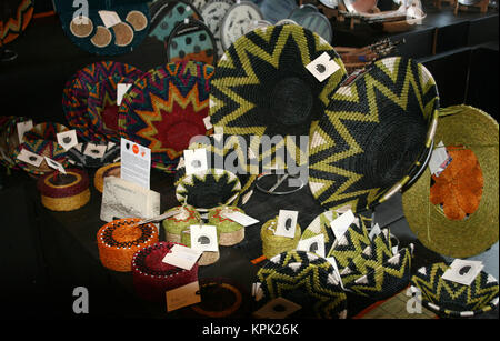 Woven basket souvenirs on display, Kingdom of Swaziland. Stock Photo