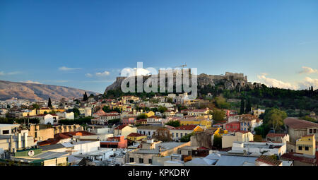 City of Athens with Acropolis on skyline, Greece Stock Photo