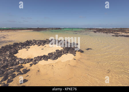 the coast of atlantic ocean near town orzola on lanzarote,canary islands,spain Stock Photo