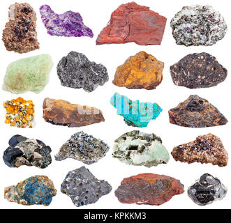 set of mineral stones stichtite, andradite, etc Stock Photo