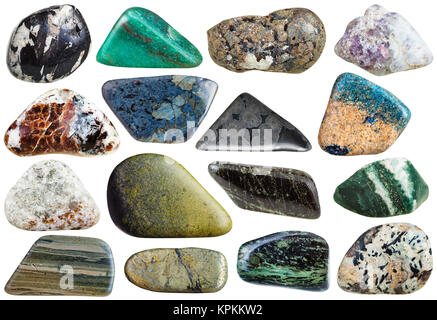 tumbled stones rhyolite, eudialyte, aegirine, etc Stock Photo