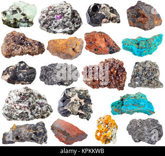 set on mineral stone wolframite, chrysocolla, etc Stock Photo